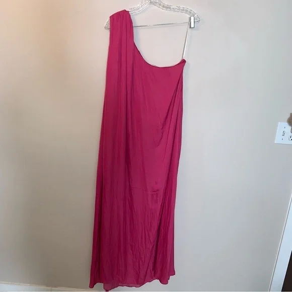 Lulu's Goddess Aura Fuchsia One-Shoulder Maxi Dress - Picture 3 of 12